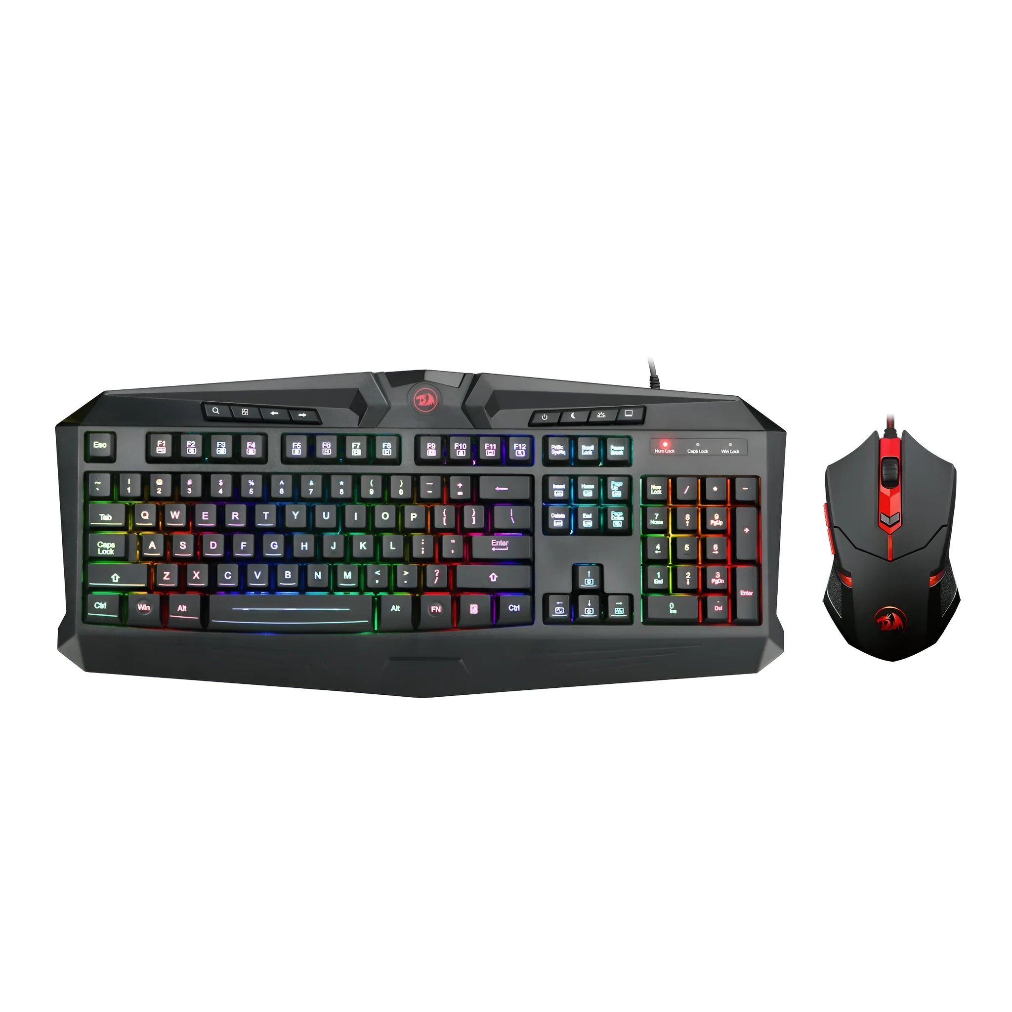 RedragonS101-1 black wired gaming keyboard and mouse set with USB cables