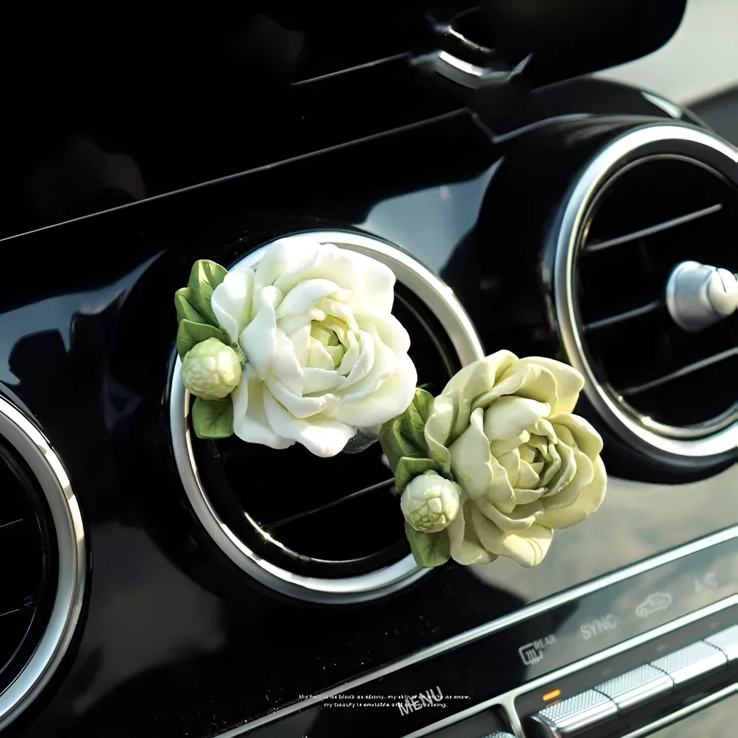 Jasmine car perfume solid air freshener vent clip in beige white or fresh green
