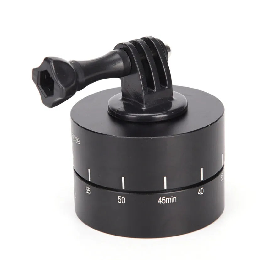Auto rotating camera tripod head for Lapse compatible 360-degree timelapse photography with GoPro, SLR, and iPhone support