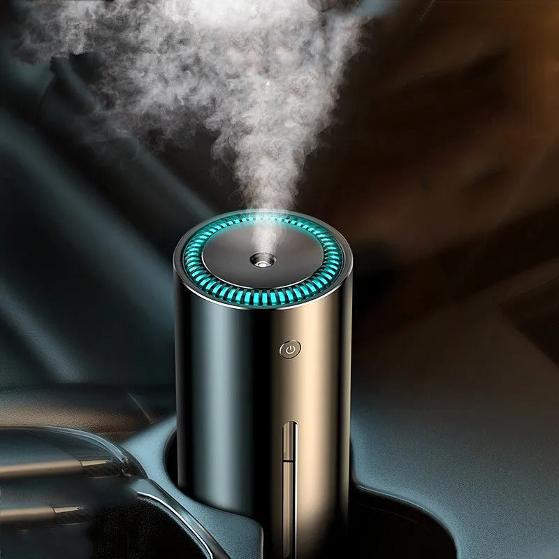Black aluminium alloy car diffuser humidifier with USB cable for 12V power