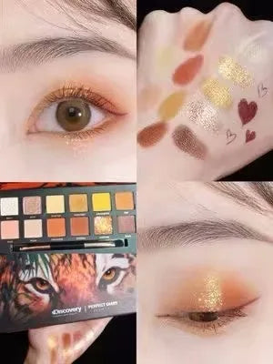 Explorer animal theme eyeshadow palette with twelve colours including matte and shimmer finishes