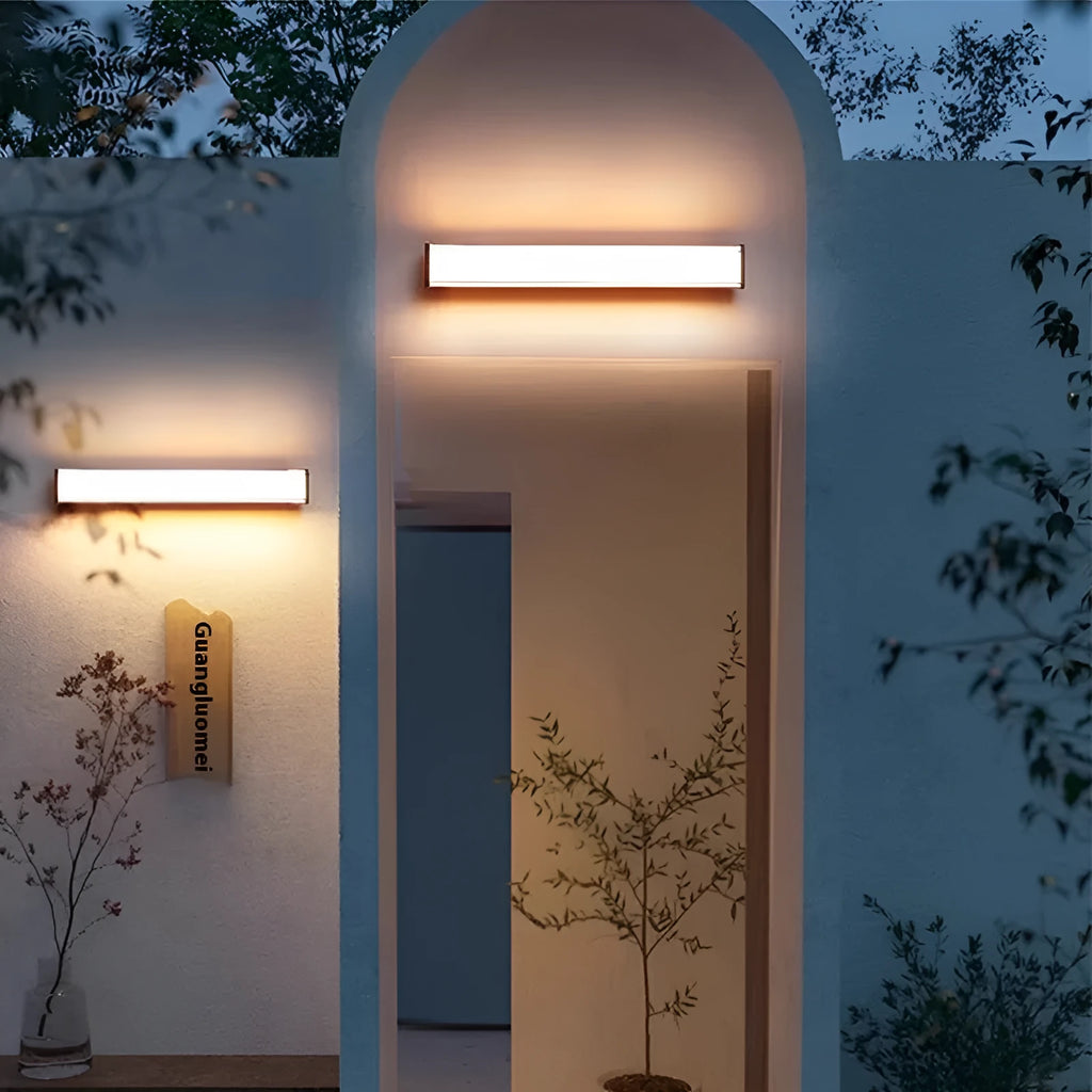 Modern outdoor wall lamp in simplicity style showing size options from 30cm to 120cm length