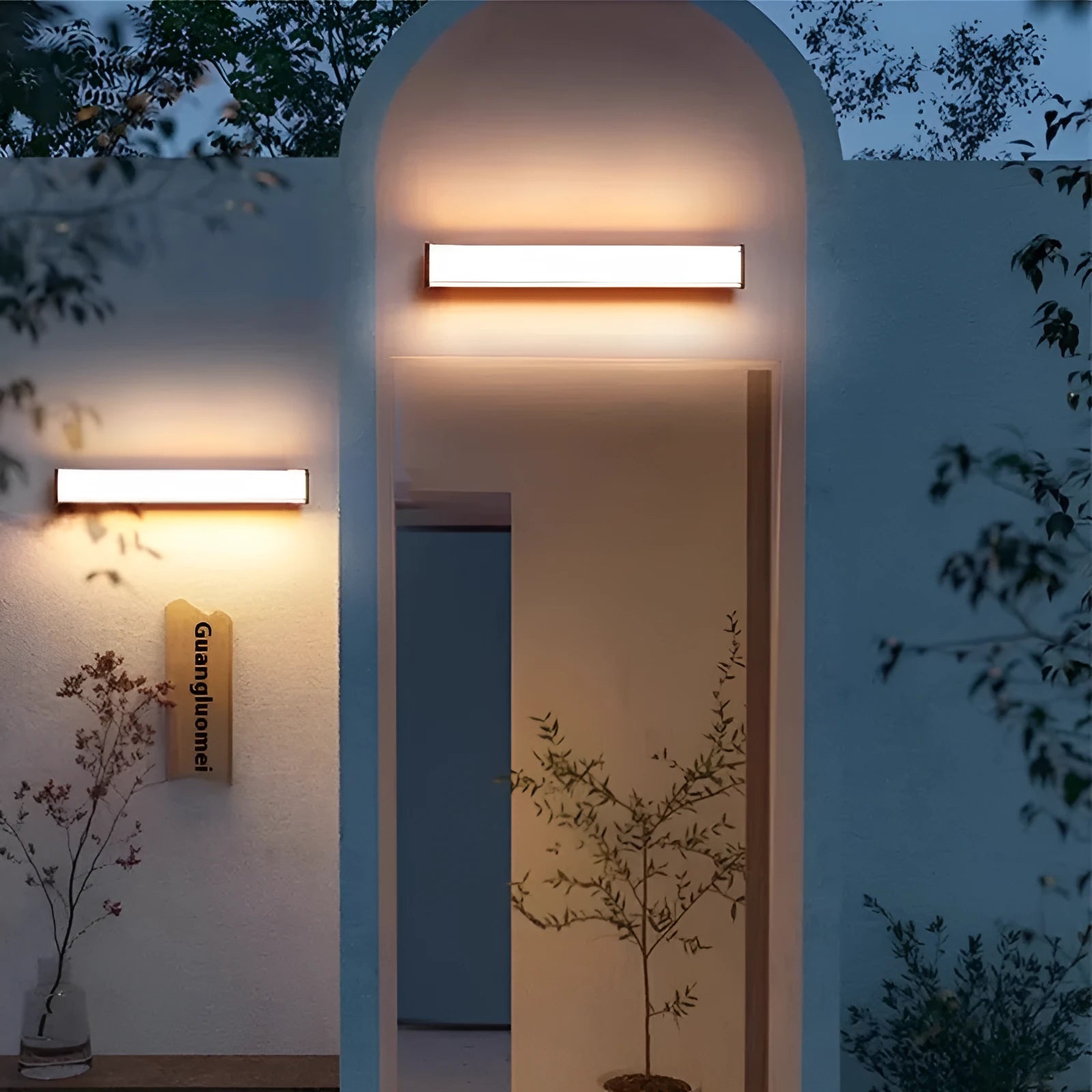 Modern outdoor wall lamp in simplicity style showing size options from 30cm to 120cm length