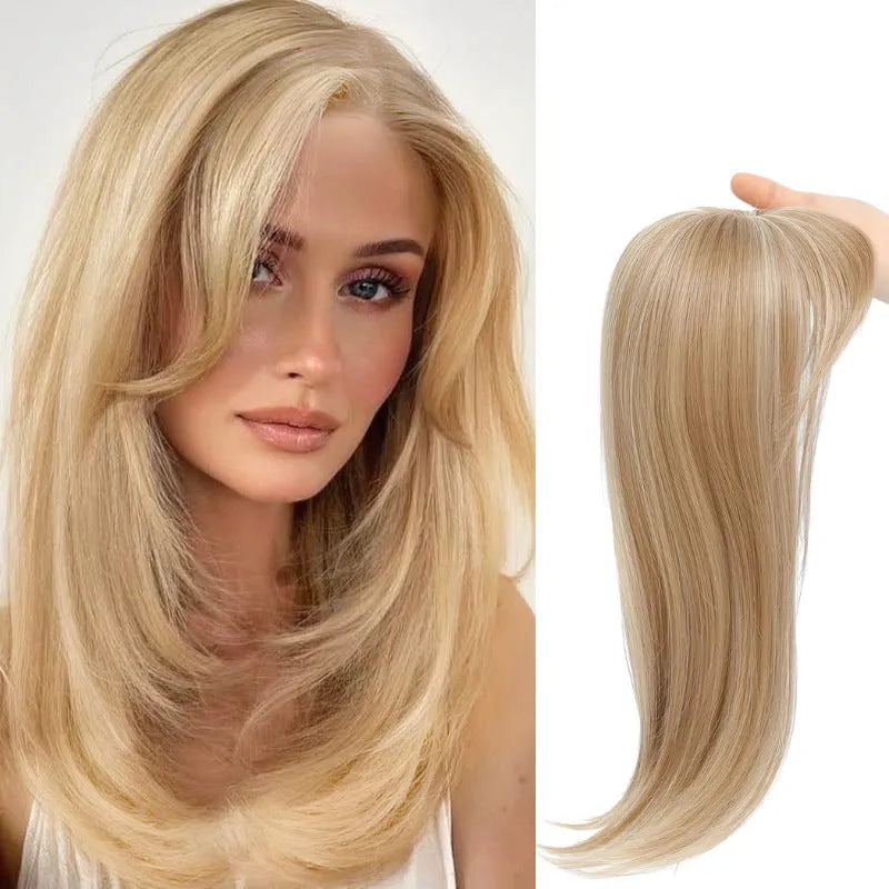 Synthetic high temperature fibre wig hairpiece with inner buckle and hair clip attachment in one of six colour styles.