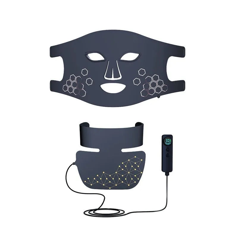 Black LED photon mask for facial and neck light therapy treatment with four-colour system