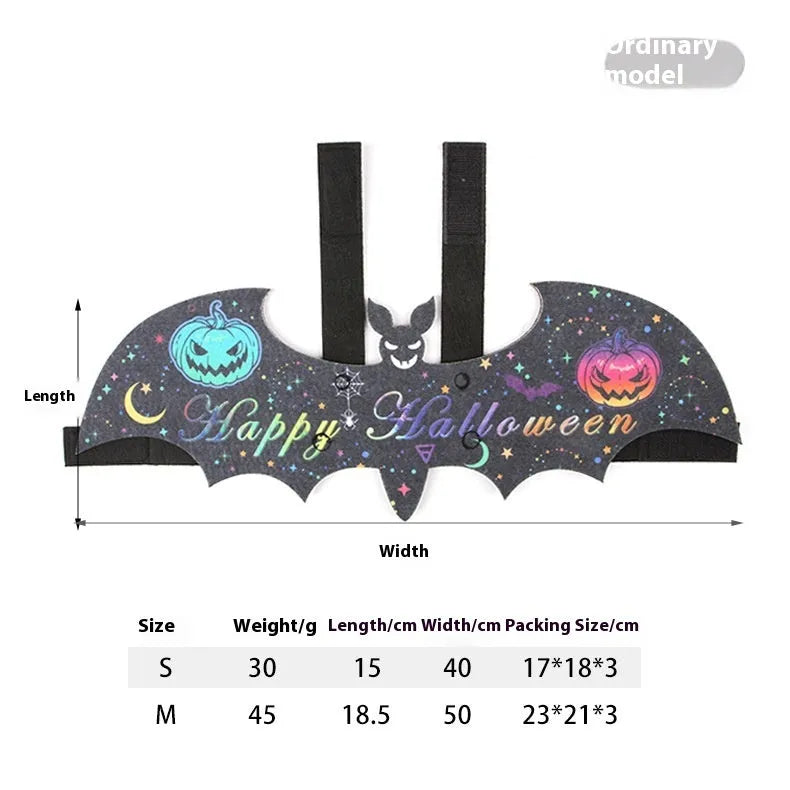 Halloween felt batwing costume for cats in multiple colour options