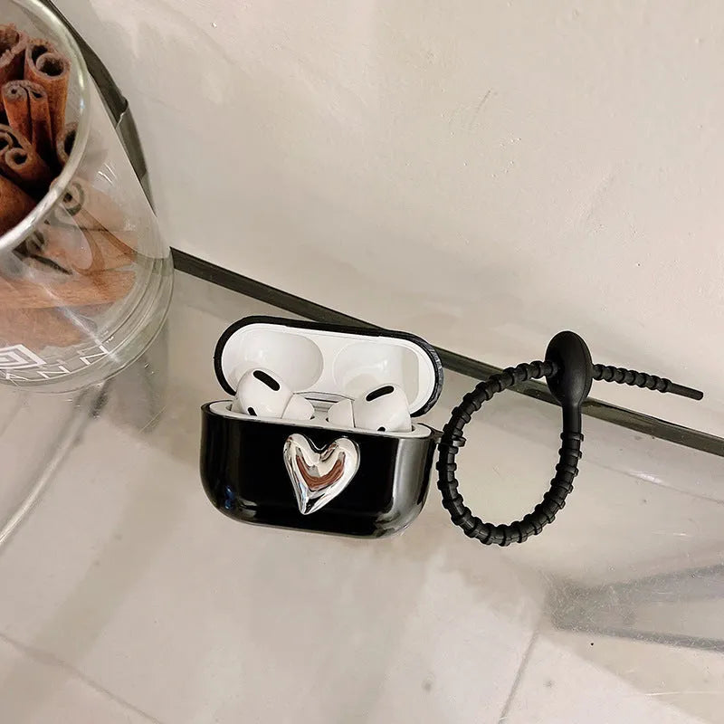 Creative electroplating love heart TPU earphone sleeve for AirPods charging case