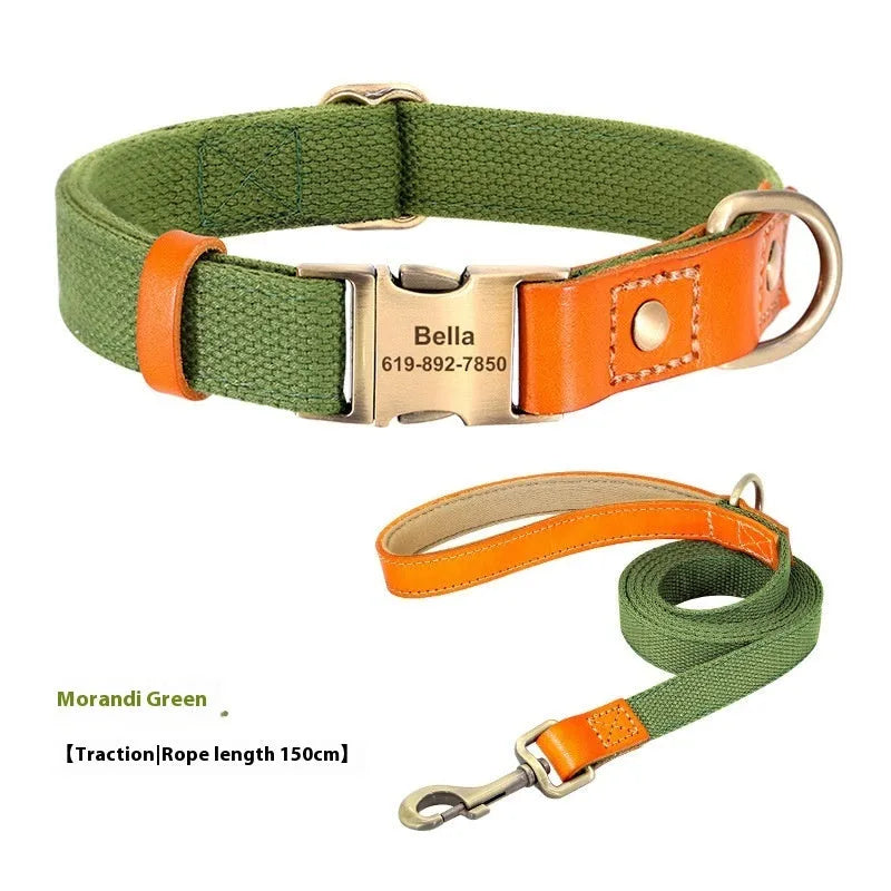 Small dog mohair neck collar and traction rope set in six colours with lettering, sizes XS S M.