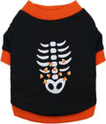 Orange Halloween dog skeleton costume sweatshirt made of soft cotton for small breed dogs