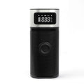 Black portable wireless smart air pump with USB Type-C charging cable, 15cm tube, and multiple inflation nozzles.