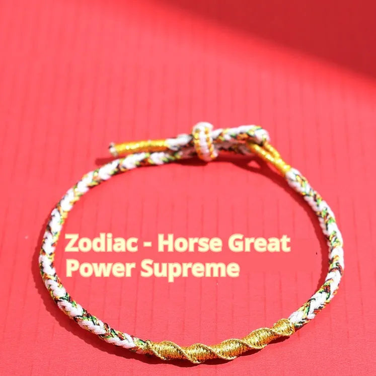 Hand-woven eight-strand colourful guardian strap bracelet with flexible wire and zodiac specific colours