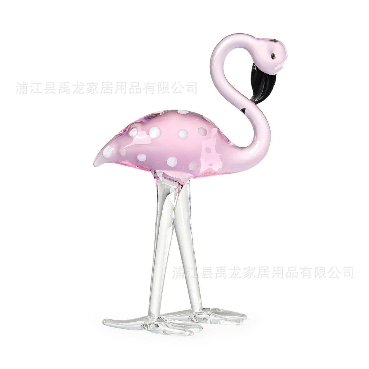 White crystal flamingo decorative ornament with pink dots in modern simplicity style for tabletop display