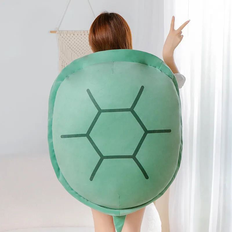 Green cartoon turtle shell pillow plush toy in 0.8M size on a white background