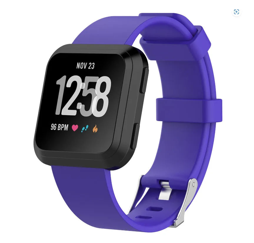 Fitbit Versa Lite replacement watch strap in multiple colours showing large and small size options