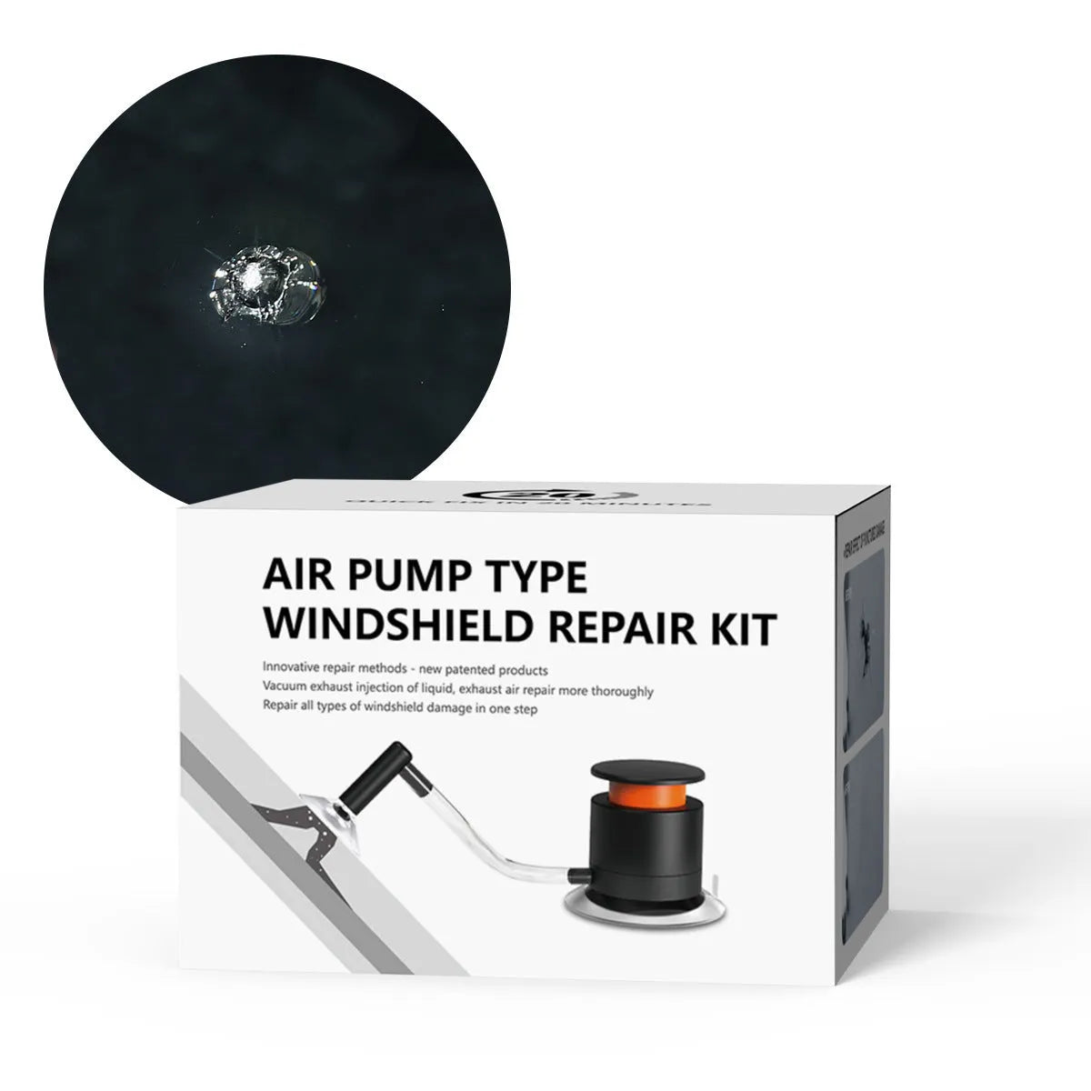 Plastic windshield crack repair tool for DIY car glass fixes with glass corrector fluid