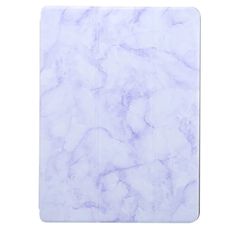 iPad leather tri-fold case in multiple colours showing pen slot and stand function