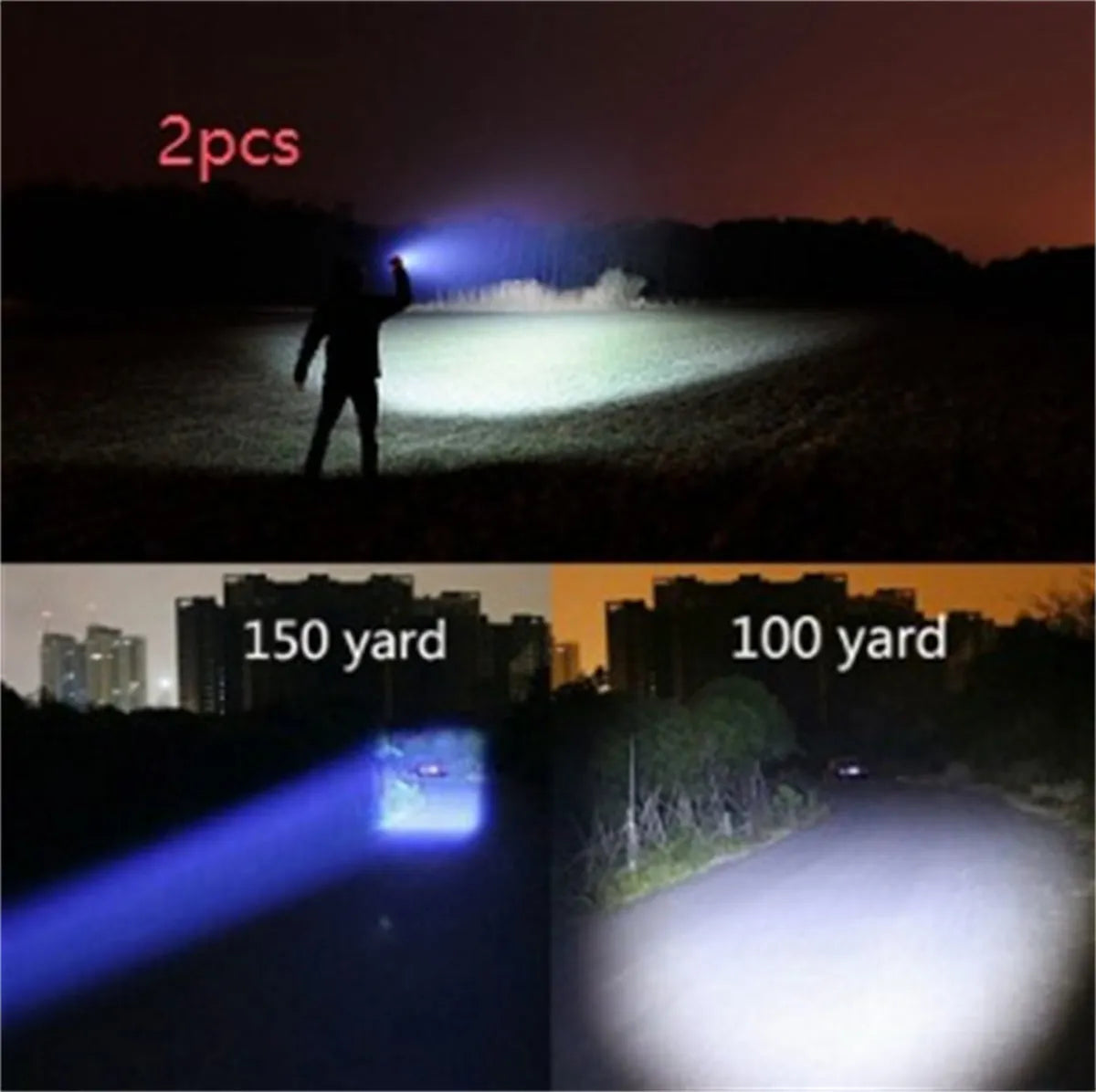 Black aluminium alloy zoomable LED flashlight with adjustable focus head for outdoor use.