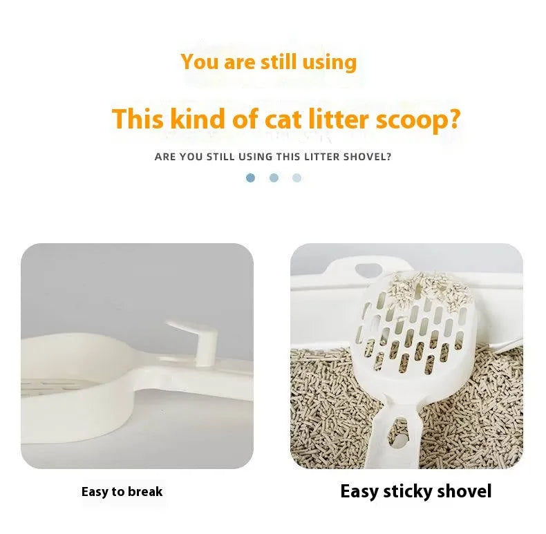Black metal cat litter scoop with 0.8cm gap between tines for waste removal
