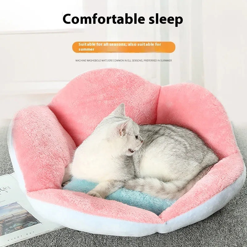 Round plush pet bed in gray with raised rim, 40cm diameter, for cats and small dogs