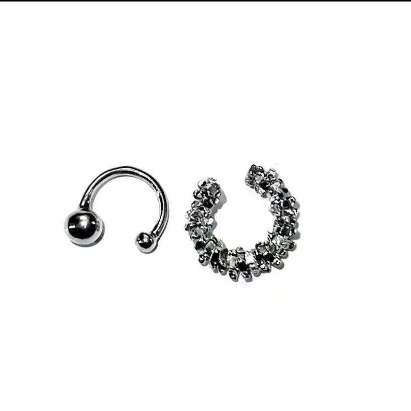 Irregular geometric ear clip earrings with frosty alloy finish in B4710 colour
