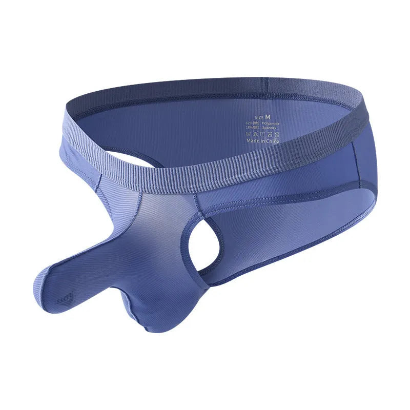 Men's ice silk low waist briefs underwear in multiple colours showing briefs style and lightweight fabric.