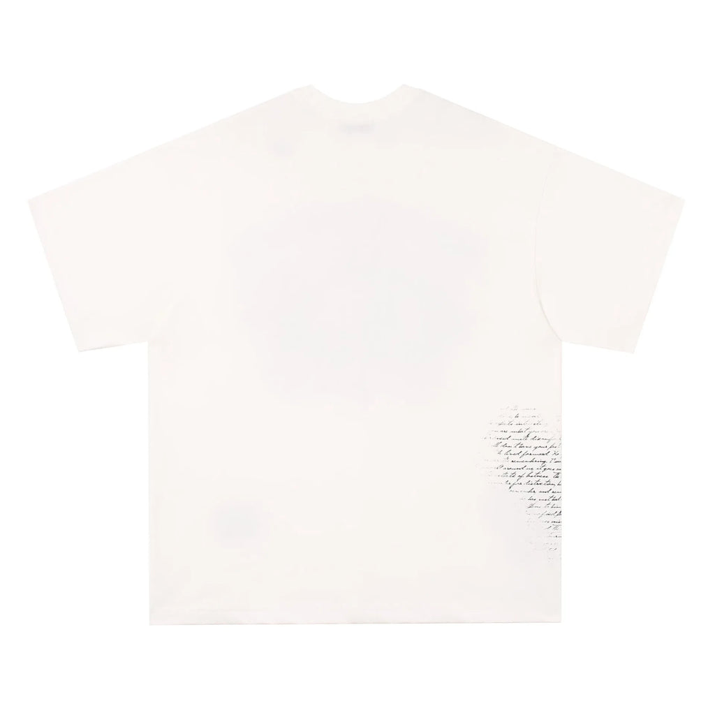 Black and white retro hip hop gothic letter print pure cotton t-shirt for teenagers