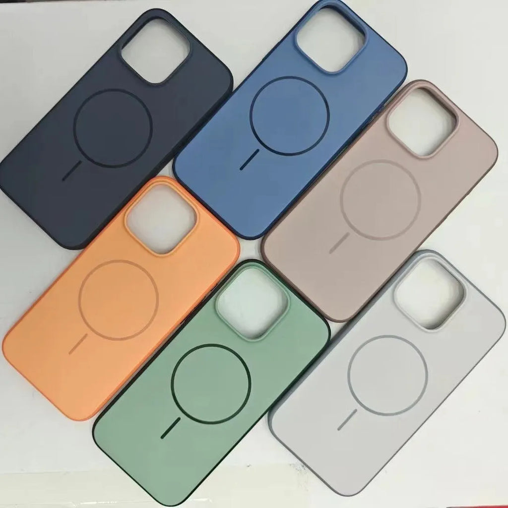 Magnetic frosted phone case for iPhone 16 and 17 in blue, showing contrast colour style.