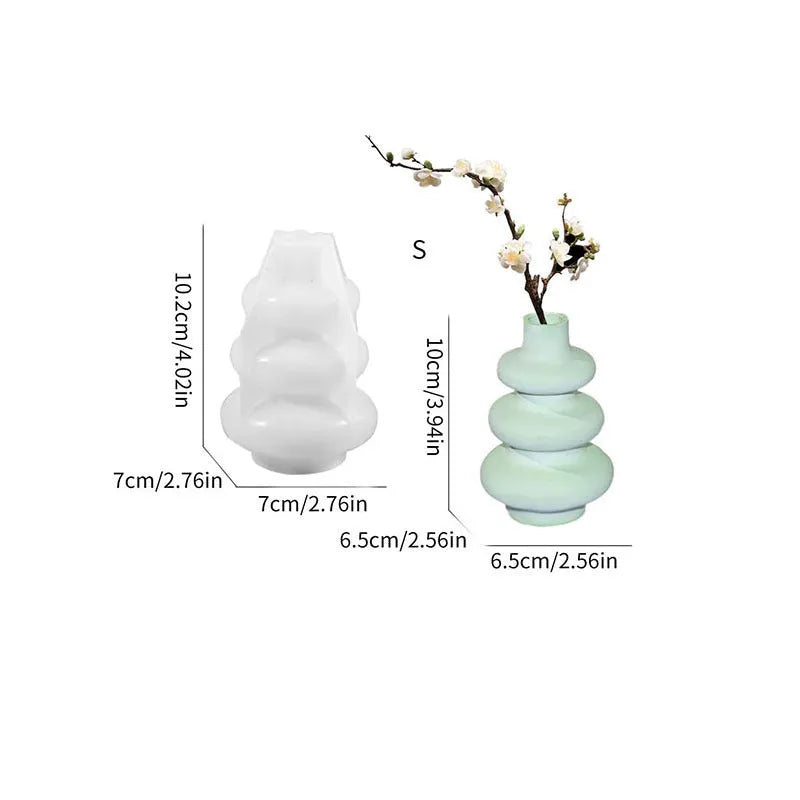 Three layer circular vase silicone mould for resin crafts and baking in large and small sizes