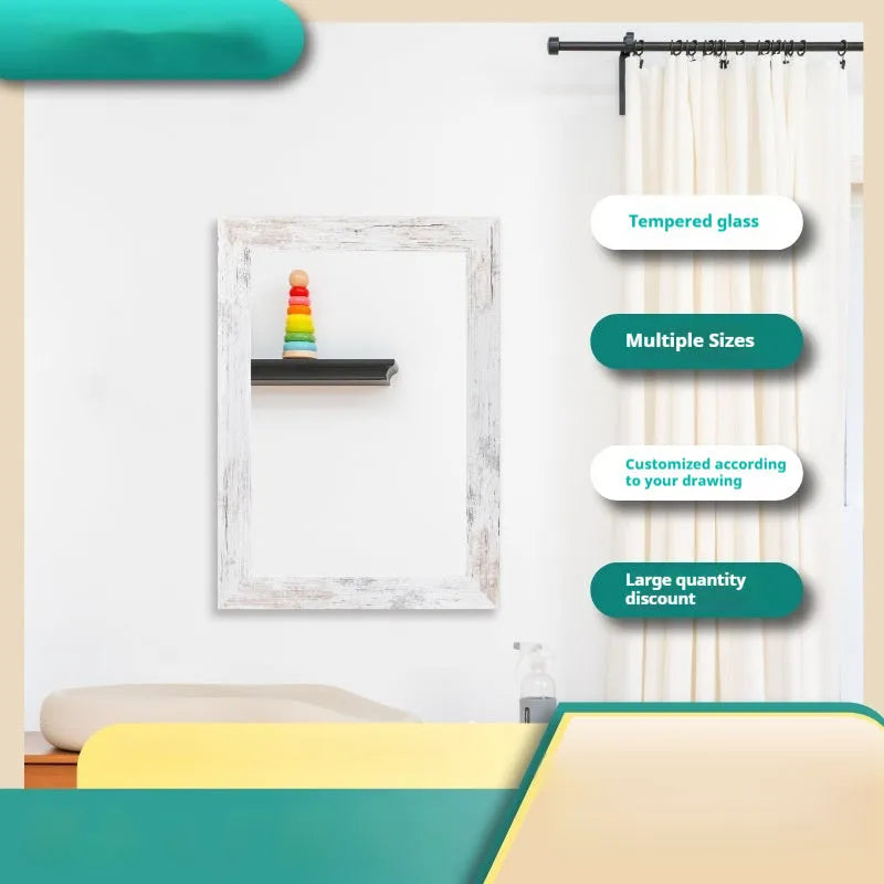 Little White wall-mounted dressing mirror with modern pastoral style and retro Chinese design