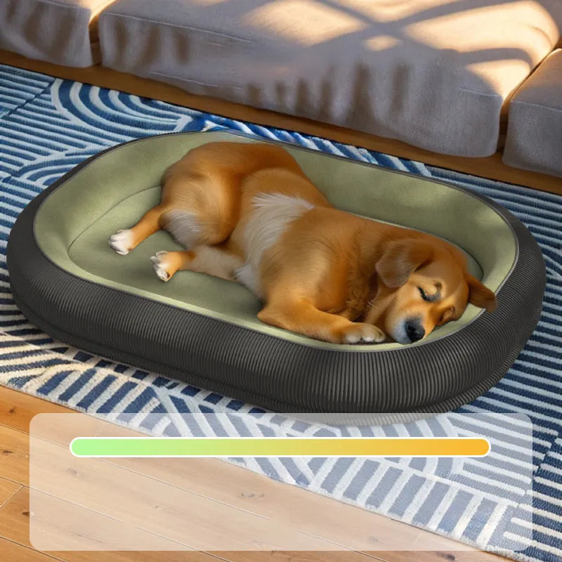 Corduroy dog kennel with fleece lining in grey, suitable for large and medium dogs, washable cover