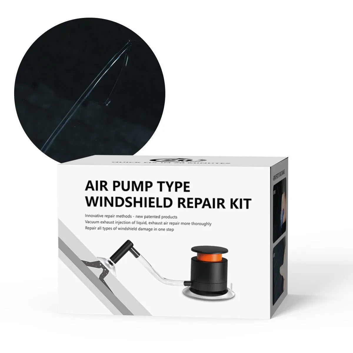 Plastic windshield crack repair tool for DIY car glass fixes with glass corrector fluid