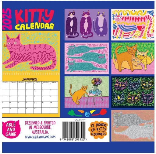 Cat Calendar Wall Planner for 2024 or 2025 with seasonal designs on paper.