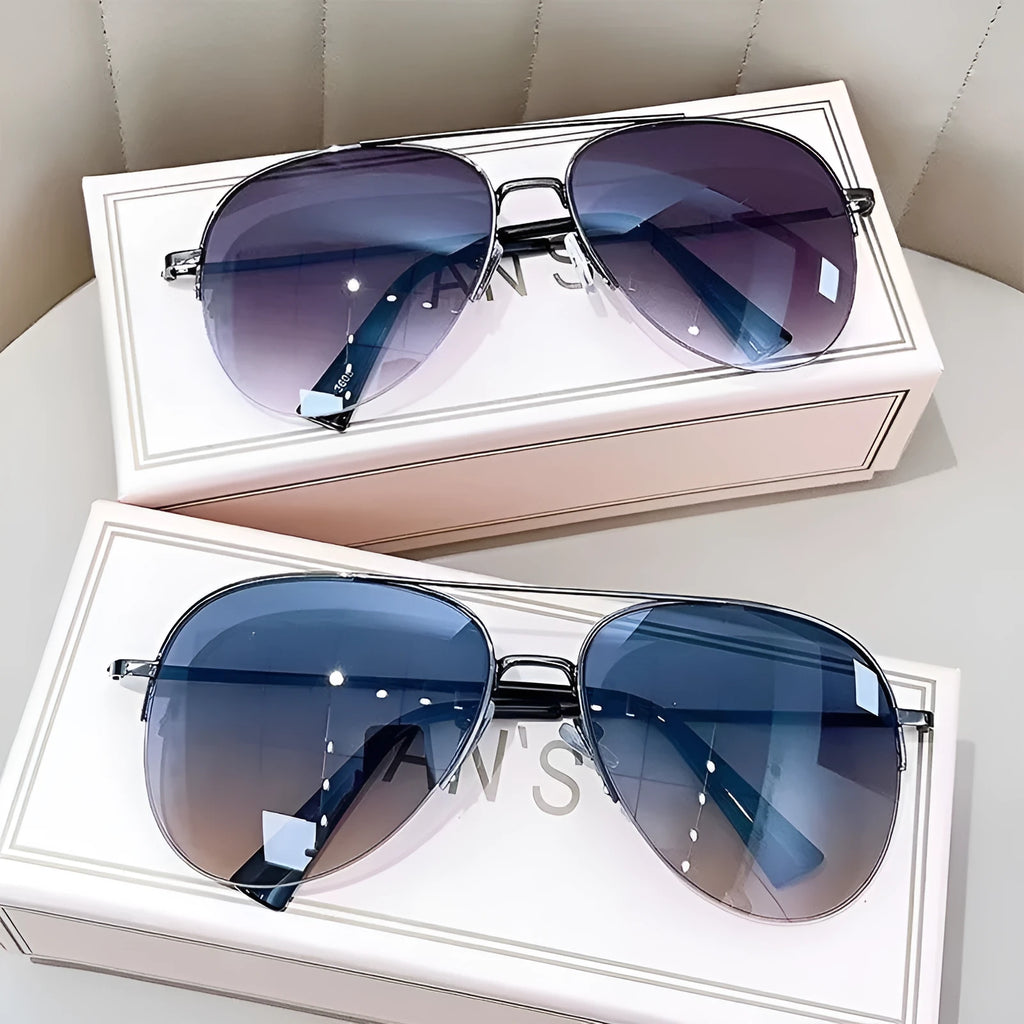Metal frame aviator sunglasses with resin lenses in multiple colour options for driving and riding