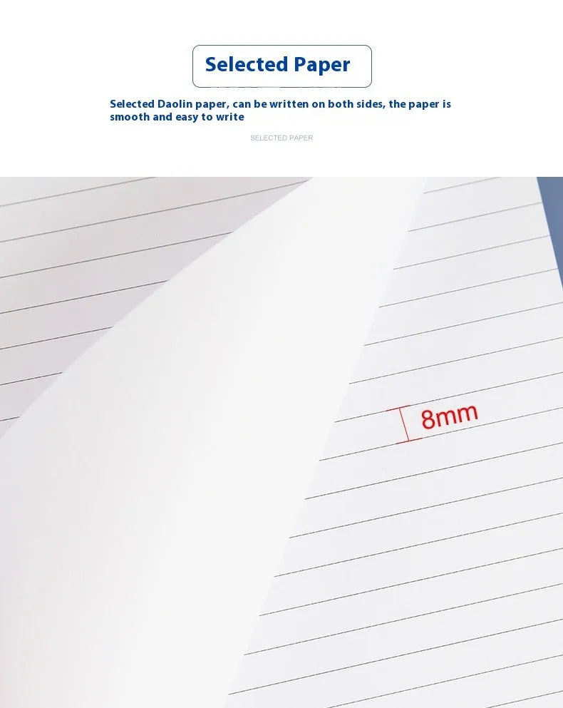 A4 tearable notebook with grid-lined ivory pages and wireless adhesive binding, shown in both A4 and A5 sizes