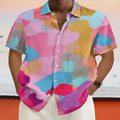 Hawaiian style stand collar cardigan with short sleeves and 3D printing design