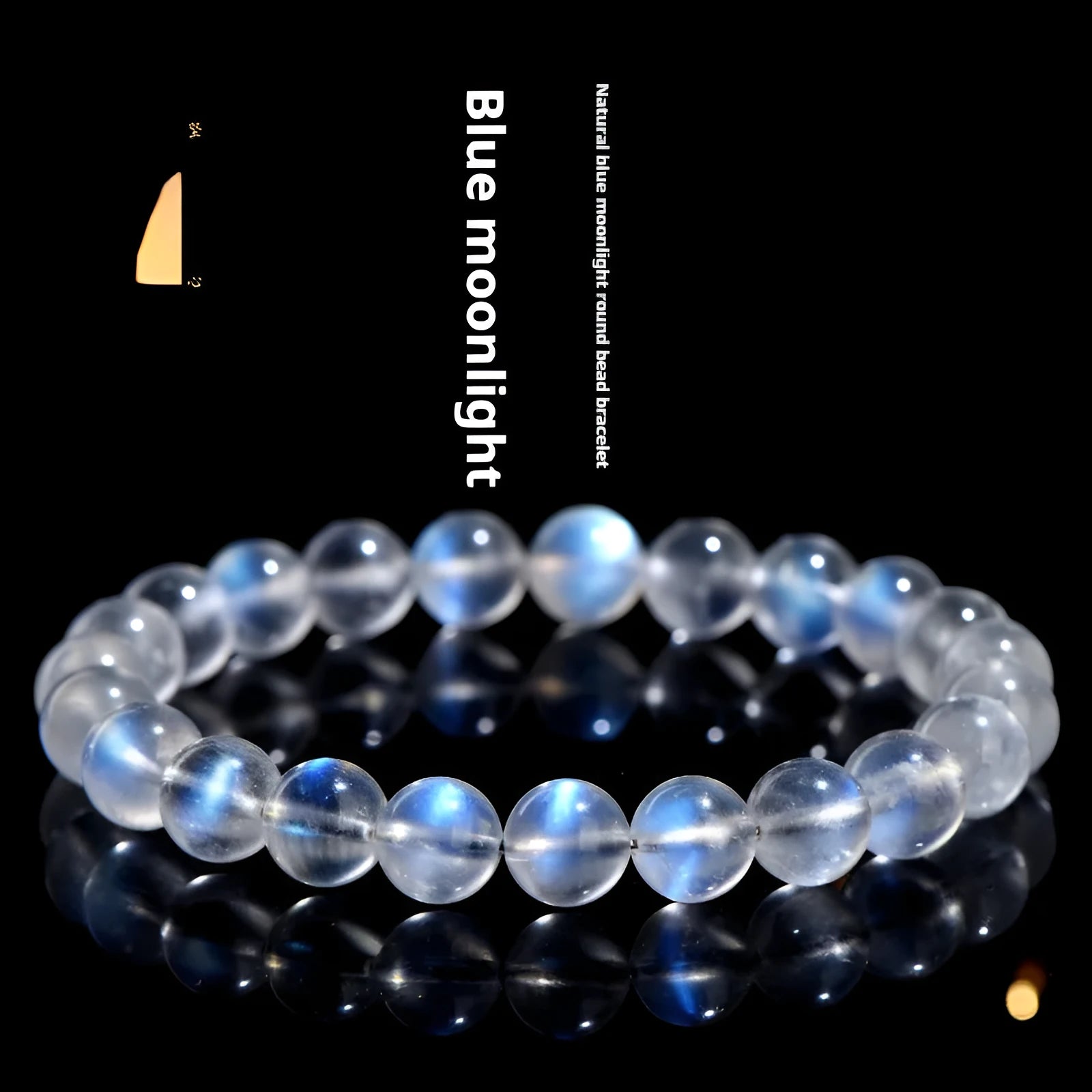 Natural cream body blue moonlight crystal bracelet with multiple stone size options
