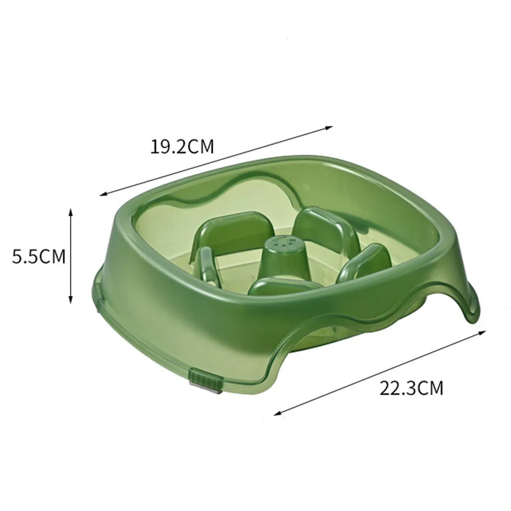 Pet dog slow feeder bowl in blue with anti-choking design for controlled feeding