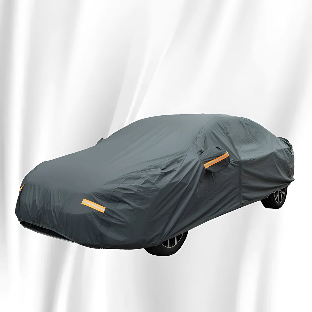 Grey PVC chemical fibre car cover showing rainproof sun protection design for Volkswagen vehicles