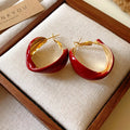 Retro geometric drip oil earrings for women U-shaped iron silver needle vintage style