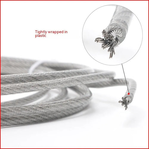 304 stainless steel invisible anti-theft protecting wire rope coil in a grey coated finish.