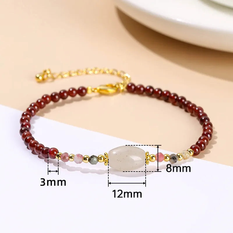 Women's crystal agate bracelet with manual craftsmanship and natural gemstone beads in fruit, bow and animal shapes