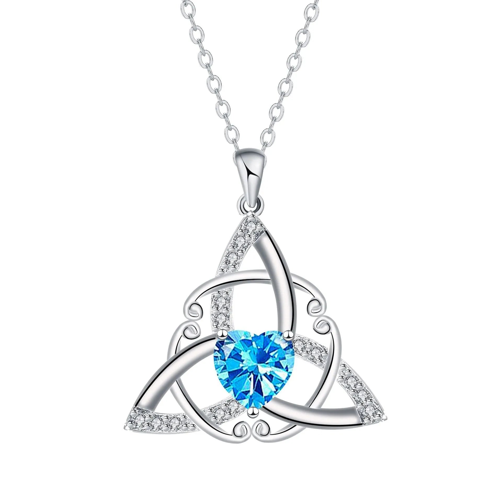 Celtic knot necklace for women with geometric design in four colour options