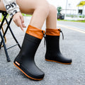 Women's solid colour PVC rain boots with non-slip soles in apricot waterproof mouth colour