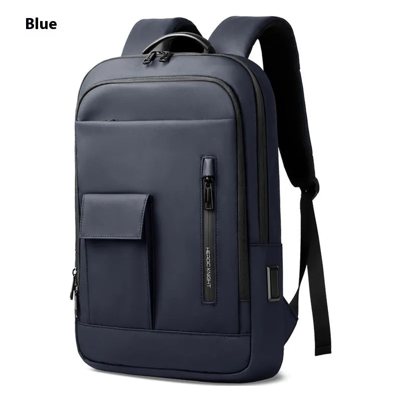Oxford cloth business travel backpack with sewing line detailing in solid colour options