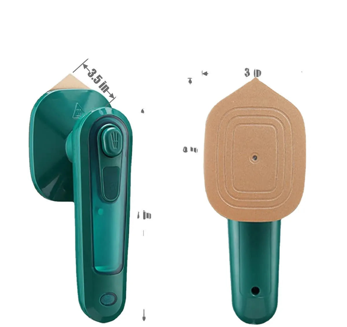 Handheld portable garment steamer in dark green with large titanium soleplate