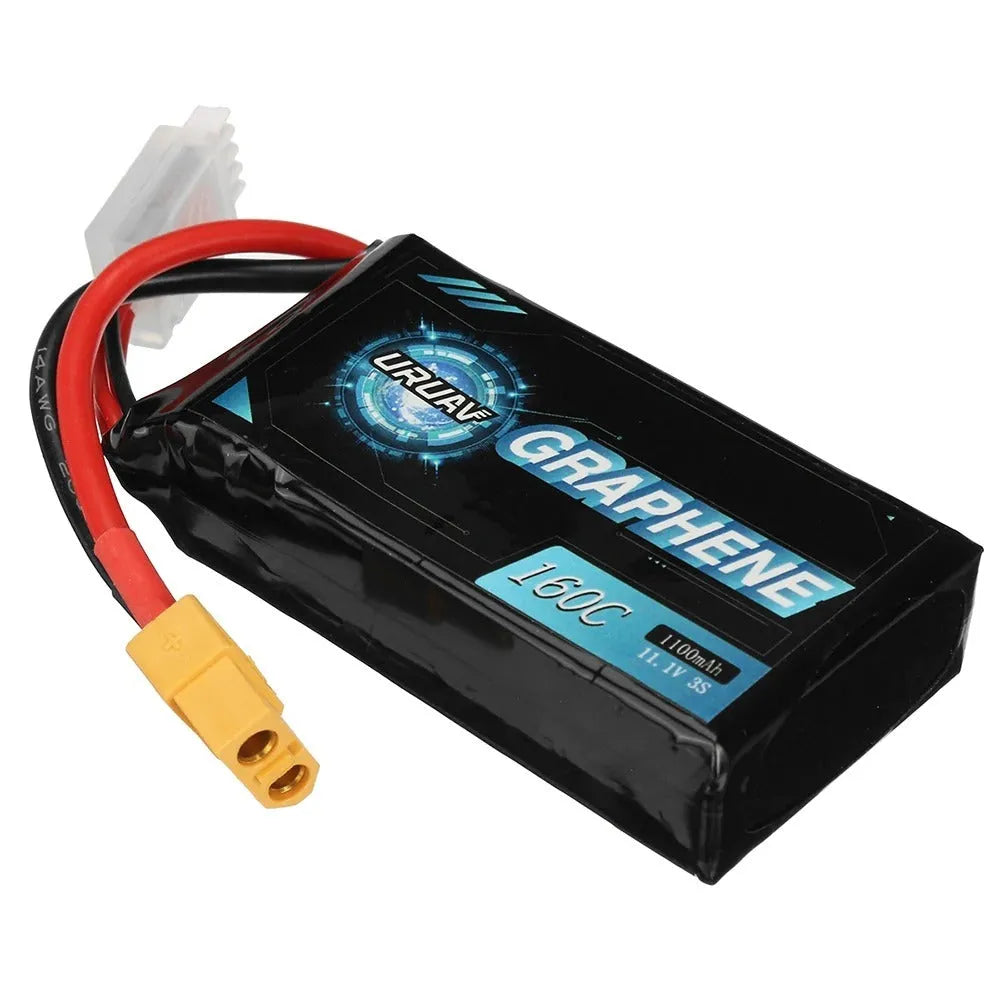 RC 7.4V 1200mAh lithium battery for model cars and ships, dimensions 15x36x70mm.