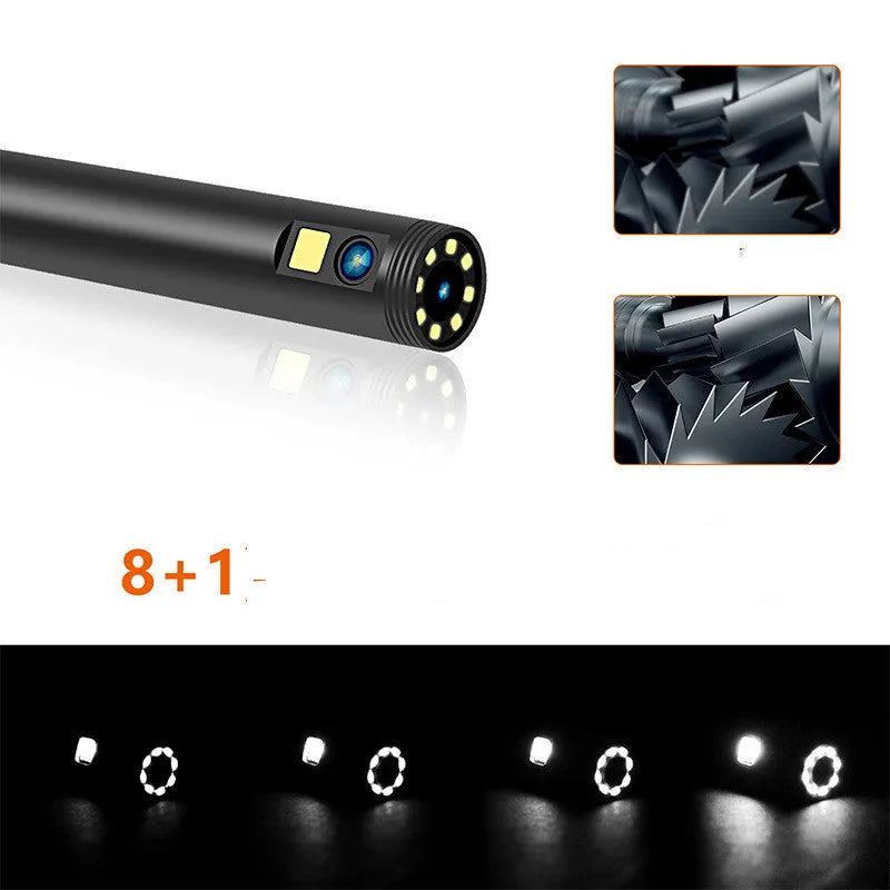 F300 wireless dual lens endoscope with IP68 waterproof rating and 5.5mm 8mm probe diameters
