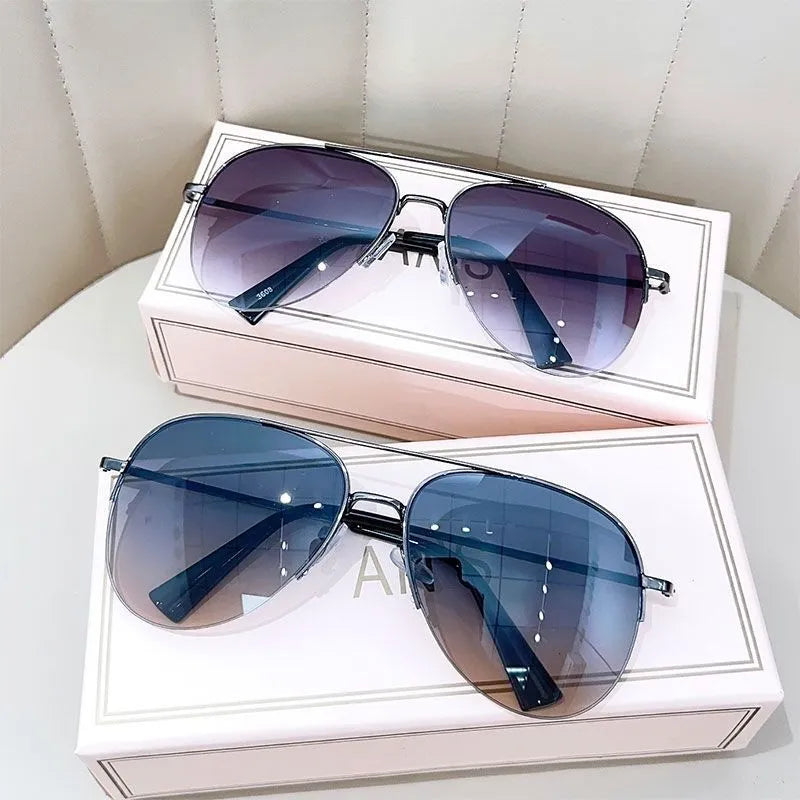 Metal frame aviator sunglasses with resin lenses in multiple colour options for driving and riding