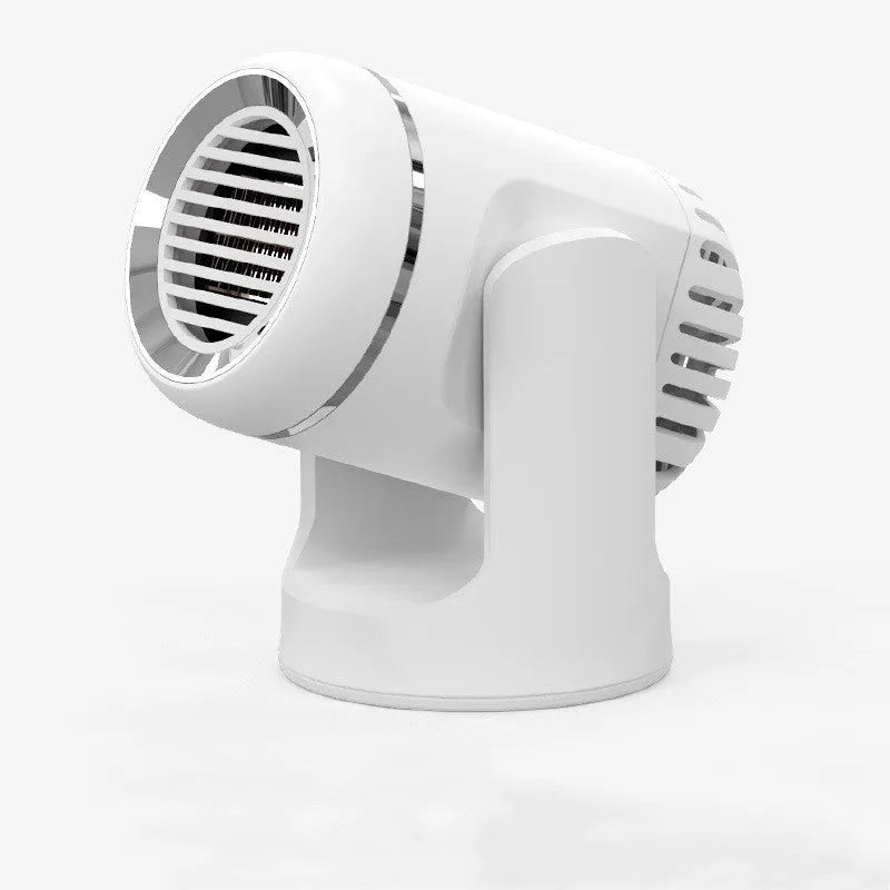 Black and white 12v car heater defroster with cold warm settings and 1.5m power cord