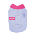 Blue and purple polyester dog vest with traction rope ring for small dogs in summer